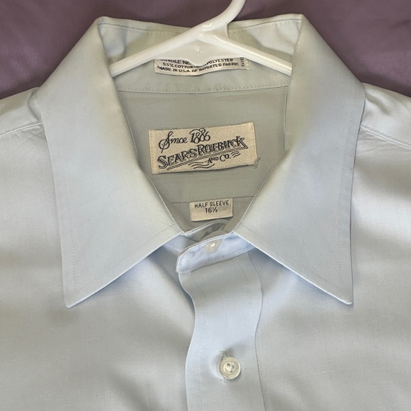 Vintage Sears Roebuck Shirt - Light Blue - Casual Button Down Shirt - 16 1/2 - Picture 4 of 5